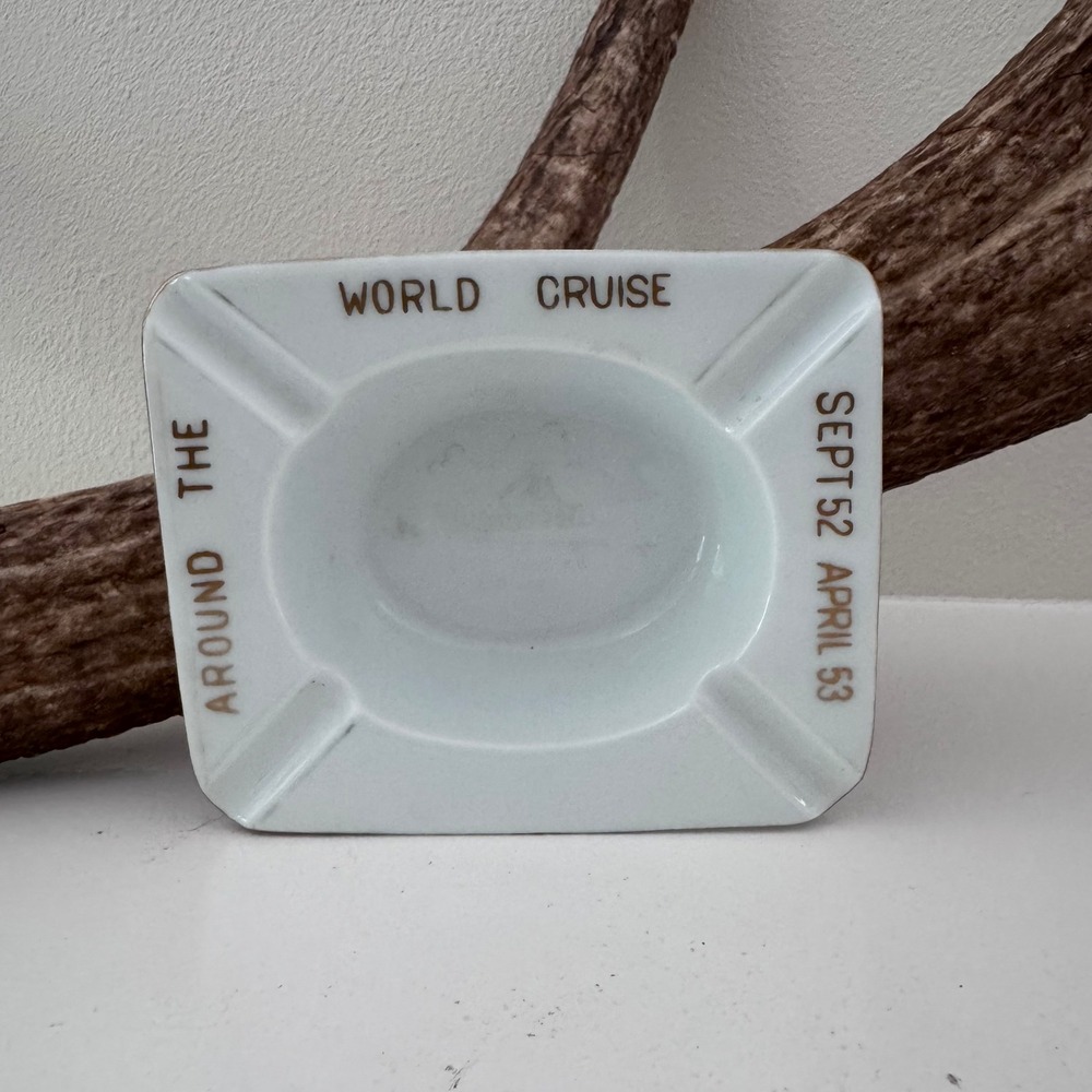 Vintage Fukagawa Arita Around the World Cruise 1952-1953 Porcelain Ashtray Japan